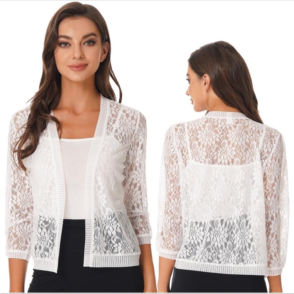 LOFT Open Sheer Cardigan White